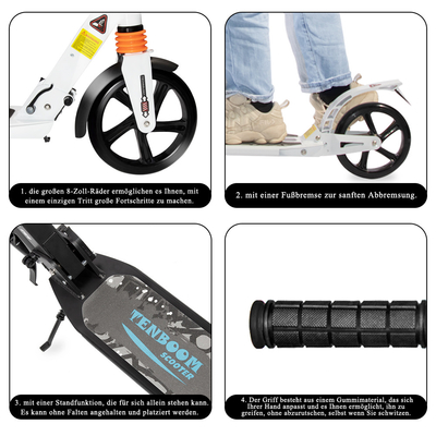 ROHS Foldable Suspension Kick Scooters TPR Kick Scooter With Handbrake