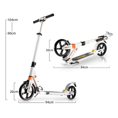 220LB Lightweight Alloy Kick Scooter White Kick Scooter 380mm