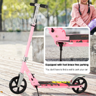 Reinforced PU 2 Wheels Foldable Push Scooter 220Ibs Load Safe Riding